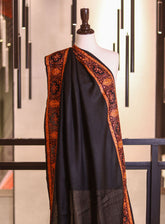 Royal Fashion Embroidered Woolen Shawls - RF25SH I625-4XB01 Black